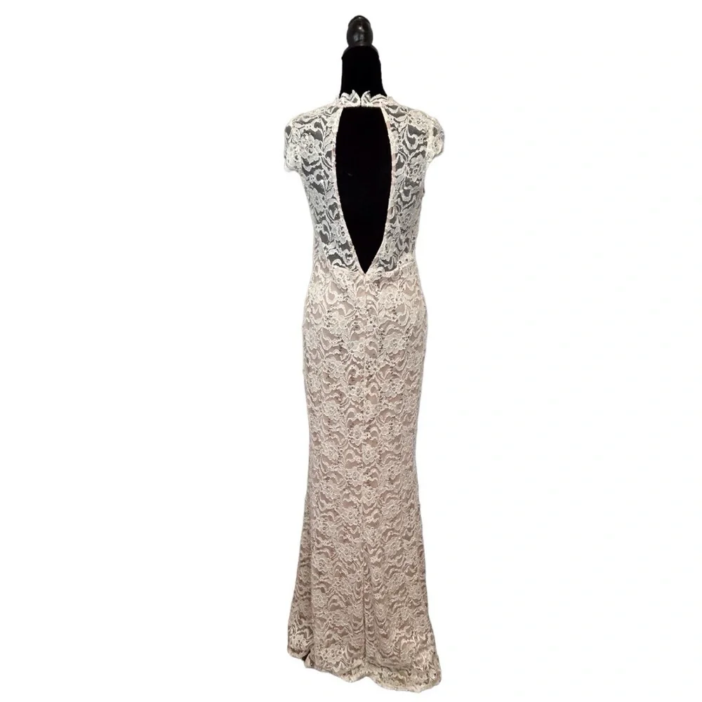 Jump Apparel Cocktail/Prom/Party Dress Juniors Cream/Nude Lace Size-11 EUC - Picture 6 of 12